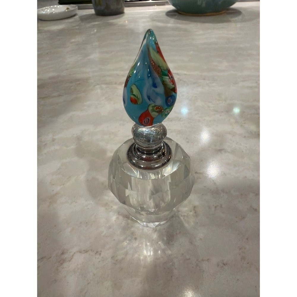 Two's Company Va Bene Murano Style Glass Perfume Bottle with Teardrop Stopper